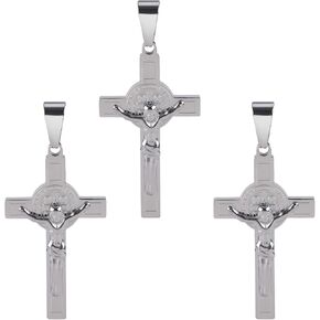 3Pcs 304 Stainless Steel Cross Charms Jesus Crucifix Pendants Religious Charms for Jewelry Making DIY Craft Supplies