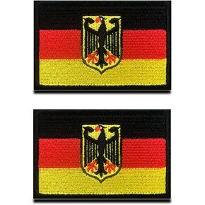 2 PCS ألمانيا بقع Deutschland Eagle Flag ، والتطريز التكتيكي الألماني الشعار الوطني التصحيح العسكري مع الخطاف والحلقة لقبعات السترات الظهر السترات موحد الملابس السترة الموحدة