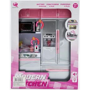 RBN Doll Size Pink Kitchen Cooking Toy Play Play Play House and Accessories With Doll Girls Play Play Play Play Admiربات مع الأضواء والصوت