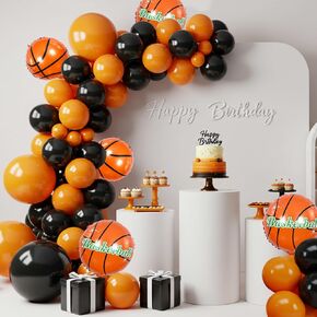 Beishida 110 Pack Basketball Balloon ، Basketball Sports Party Party Party Arch Decorations for Sports Garland Theme Party Party Decoration Supplies (Orange/Black)