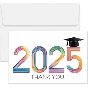 Graduation Thank you Cards 2025 with Self-adhesive Envelopes,24 Pack Graduation Thank You Cards Bulk,Class of 2025,4 x 6inch