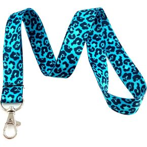 Teal Leopard Print Print Lanyard Bey Chain ide حامل شارة معرف