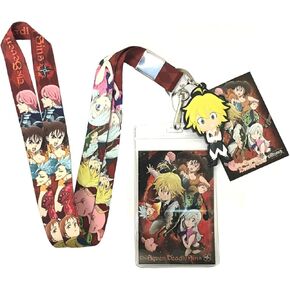 Great Eastern Entertainment Seven Deadly Sins: Meliodas & Members Group Key Art Lanyard with Badge ID Holder & PVC Meliodas Charm, 5", Multicolor 37898