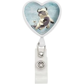 Avatar آخر Airbender Appa & Momo Heart Lanyard حامل بطاقة بطاقة شارة بكرة الكرة القابلة للسحب