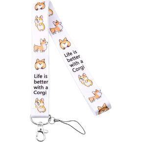 LQRI CORGI DOG LANYARD ID HOLDER -CHEAIN CLIP