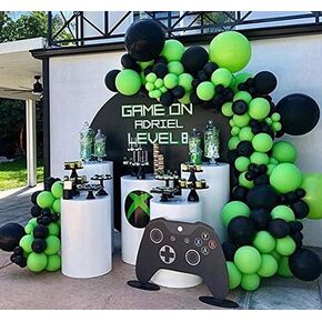 100pcs البالون إكليل وقوس أدوات للفيديو Party-100pcs بالونات Black Green LaTex ، 16.5 Feets Arch Balloon Strip لألعاب Gaming Gamer Decorations