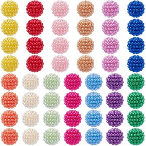 kissitty 130pcs حبات التوت 16 مم للحرف اليدوية ، حبات كرة مستديرة ملونة حفر حبات فضفاضة فاصل لمجوهرات DIY صنع قرود الأقراط أساور الشعر زخارف الزخارف
