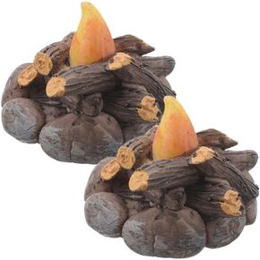 Zerodeko 2PCS Dollhouse Bonfire ، 1 12 Dollhouse Campfire ، Mini Resin Bonfire Model ، Miniature Campfire for Dollhouse Landscape Decor