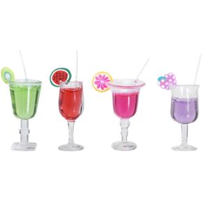 تويفيان راتنج Cocktai Model 4PCS راتنج مصغرة كوب كوب كوب نموذج محاكاة كأس عصير للدمى Dollhous
