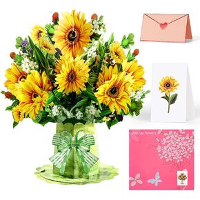 Homlouue Pop Up Cards, Hydrangea Pop Up Flower Cards, Paper Flower Bouquet Card, 3D Popup Greeting Card for Mothers Day Birthday Graduation Congratulations Get Well Home Decor, with Notecard &Envelope