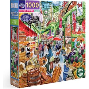 Piet & Love Piece والحب: London Market - 1000 قطعة لغز - بانوراما مربعة للبالغين ، 23 × 23 ، تتضمن إدراج مرجعية للصورة ، قطع لامعة