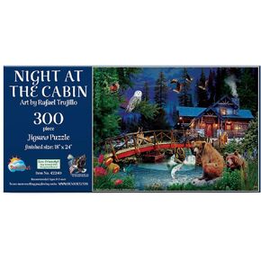 Sunsout Inc - Night at the Cabin - 300 PC Jigsaw Puzzle من قبل الفنان: Rafael Trujillo - الحجم النهائي 18 "× 24" الحيوانات - MPN# 42240