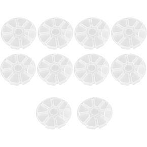 COHEALI Tray Stud Organizer 10PCS Round 8 Clear Round Compartments Box Plastic 8 Compartments Organizer Plastic Box with Compartment Compartments Box Plastic Jewelry Organizer Earring