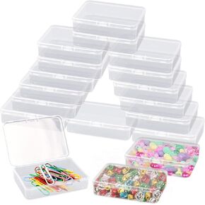 Small Plastic Containers, 18 Pack Clear Plastic Storage Containers Small Plastic Containers with Lids Beads Storage Box, Small Plastic Storage Bins for Beads, Jewelry, Tools, 4.5 X 3.37 X 1.12 Inch
