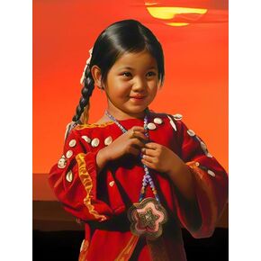 YEEIFFD 5D American Natives Indian Diamond Art Painting Kits Full Drill Diamond Painting Native American Indian Girl Children for Home Wall Decor for Gift Canvas 40X30cm