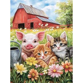 Bimkole 5D Diamond Art Kits for Adults Cat Pig, Full Drill DIY Rhinestone Embroidery Set Paint with Diamonds Art Flower Animals by Number Kits Cross Stitch Home Wall Craft Decor 12x16 Inch