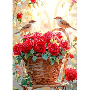 LXMSJA ROSE ROSES RAIMOND RAIMOND KITS للبالغين ، وطيور طلاء الطلاء الماس الكاملة للطيور للمبتدئين ، وحرف الفن الأحجار الكريمة 5D للبالغين ، ديكور الجدار المنزلي 12x16 بوصة