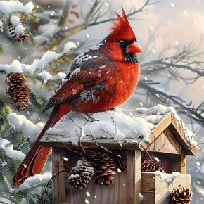 مجموعات طلاء فن عيد الميلاد الماس للبالغين ، فن الطيور الأحمر للفن للبالغين ، DIY 5D Diamond Art Paint