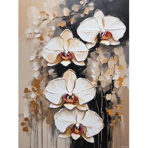 5D DIY Diamond Painting Kit Floral Full Round Diamond Orchid Art Art Kit للمبتدئين زهرة جدارية الماس Diamond Diamond Home Office Decoration 12x16 Inch