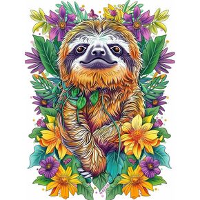 Bimkole 5D Diamond Art Kits for Adults Sloth, Full Drill DIY Rhinestone Embroidery Set Paint with Diamonds Art Flower Animals by Number Kits Cross Stitch Home Wall Craft Decor 12x16 Inch