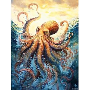 Sea Painting Sea و Octopus 5D البالغين والمبتدئين أدوات الماس الكاملة ، فن الكريستال CRIST CROSS ART ، أسرة مسلية استرخاء ، تطوير هوايات جديدة ديكور ديكور ديكور غرفة 12x16 بوصة