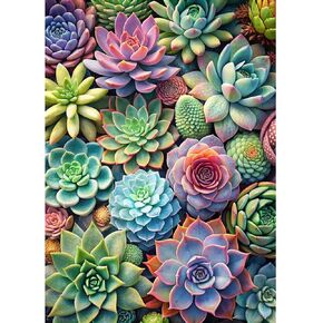 WEMEON Succulent Diamond Painting Kits for Adults Beginners- Succulent Diamond Art Kits for Adults, DIY 5D Gem Art Kits for Gift Home Wall Decor Gifts(12x16inch)