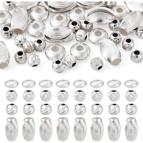 40 PCS 925 Sterling Silver Beads Mounted Round Round Saucer Spacer Beads 3-5 MM Metal Beads Beads Brace for DIY Netclace Carracting Crrafting Women chain chain acpside