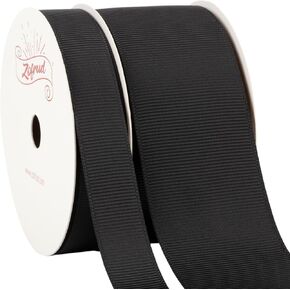2 Rolls Black Grosgrain Ribbon Pack 5/8" x 10Yds and 1-1/2" x 10 Yds, 20 Yards Total - Ideal for Sewing, Wedding Decoration, Crafts and Gift Wrapping