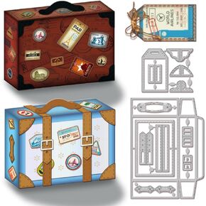 GLOBLELAND 3D Retro Suitcase Box Metal Die Cuts Vintage Storage Box Metal Cutting Die 3D Suitcase Cutting Dies for DIY Scrapbooking Photo Album Decorative Embossing Paper Card