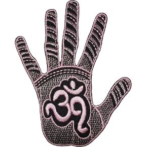 Aum Om Hindu Hinduism Hinduism Yoga Hand Hand Hand Costume DIY Secreted Served On Iron on Patch-Black Pink (Iron-Aum-bkpk)