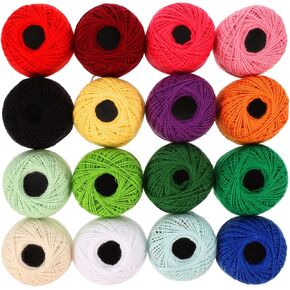16 Rolls Crochet Thread Cross Stitch Thread Craft Floss Thread Size 10 Tatting Shuttle Crochet Flowers Hair Accessories Sewing Threads for Sewing Machine Household