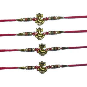مجموعة من أربعة ، Ganesh Design ، Rakhi Thread ، Raksha Bandhan Gift لأخيك تختلف اللون والتصميم متعدد