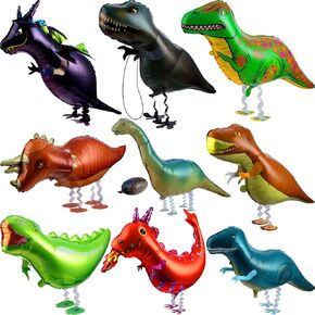 9 Pieces Walking Dinosaur Balloon - Large Cartoon Animal Helium Foil Balloons for Animal Theme Birthday Party - Boys Girls Party Favors and Shop Decoration