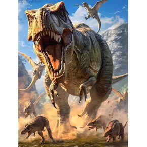 Goldyyyfrog Dinosaurs مجموعات الطلاء الفنية الماس للبالغين ، والحيوانات الماس 5D للبالغين ، ورسم الحفر الدائري من قبل الفنون والحرف اليدوية للمنزل ديكور هدية 12x16 بوصة