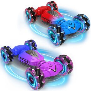 الإيماءات استشعار RC سيارات STUNT عن بُعد ألعاب سيارة التحكم عن بعد من 6 إلى 12 عامًا الأولاد الفتيات أفضل هدايا عيد ميلاد 360 درجة مزدوجة الوجهين الدوران 4WD عن بُعد سيارة التحويل الانجراف مع الأضواء