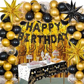 Green Birthday Decorations for Men Women, Green and Black Party Decorations Happy Birthday Decorations for Boys Happy Birthday Banner Door Decor, Tablecloth Backdrop Star Balloons Bday Party Supplies
