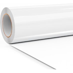 LIKCUT White HTV Vinyl Rolls Heat Transfer Vinyl-12" × 10FT Iron on Vinyl for T Shirts, Compatible with Cricut & Cameo, Easy to Cut & Weed