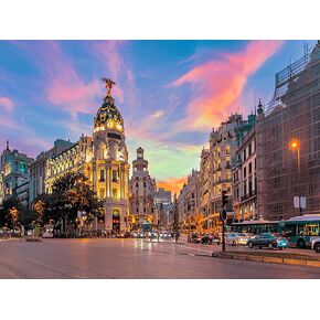 QAZWSX Diamond Painting City Madrid City Skyline Gran Via Street Twilight Spain for Adult Painting Kits Diamond Art Perfect for Home Wall Decor 12"x16"