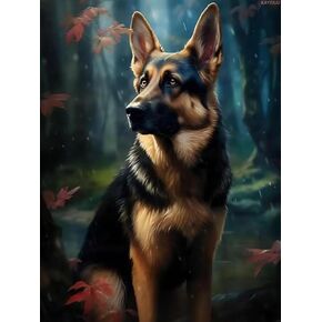 Kayeiuu 5d Diamond Art German Shepherd Diamonds Art Painting مجموعات للبالغين الطلاء حسب الرقم للترفيه المنزلي وتزيين الجدار 12x16inch