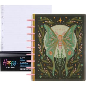 Happy Planner Disc-Bound 12 شهر يوليو. 2025-يونيو. 2026 حزمة المخطط الأفقي الكلاسيكي مع حزمة ملء ملء 100 ورقة ، عث الصوفي