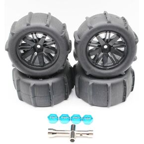 KingVal Replacement 4PCS Wheel Tire with Hex Adapter Compatible with WLtoys 144001 144010 144011 124016 124017 124018 124019 124007 124008 124010 MJX HBX SCY 1/12 1/14 RC Car