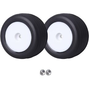 Pre-Glued Buggy Wheels and Tires 8mm Wheel Hex for Losi Mini-T 2.0 Los41010 1/18 RC Buggy Replacement Parts, 2PCS (White)
