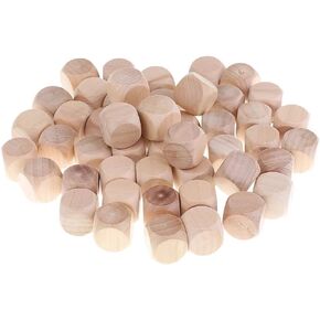 10Pcs Wooden Dices, 6 Sided Blank Dices Round Corner Cube DIY Graffiti Dice Crafts Dice Board Games Party Supplies Games Accessories(1.8cm)