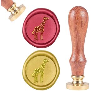 CRASPIRE WAX SEAL SEAL GIRAFFE Animal Vintage Wax Sealing Stamps Retro 25mm قابلة للإزالة من النحاس المقبض الخشبي للمغادر دعوات حزم النبيذ بطاقات المعايدة