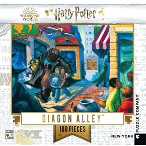 New York Puzzle Company - Harry Potter Diagon Alley Mini - 100 قطعة بانوراما لغز للبالغين من قبل ماري غرودبره