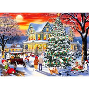 HUADADA Christmas Puzzles 1000 Pieces for Adults - Christmas Cheer Jigsaw Puzzle 1000 Piece- Jigsaw Puzzles for Adults and Kids 1000 Piece Holiday Jigsaw Puzzle