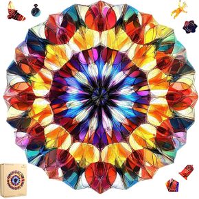 Colorful Crystal Flower Wooden Jigsaw Puzzles for Adults Puzzles 500Pcs Unique Irregular Shape Cut Puzzles for Family and Couples on Birthday, Mother's Day, Christmas 16.7"x16.5"