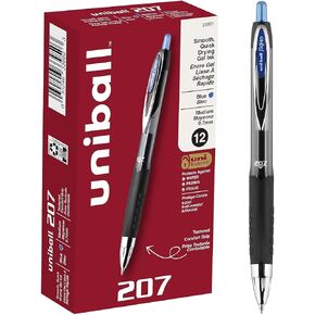 Uni-Ball Signo 207 قلم هلام قابل للسحب ، حبر ، 0.7 مم ، حزمة من 12 ، الأزرق (33951)