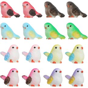 16 PCS Miniature Bird التماثيل - طيور الراتنج الصغيرة المزخرفة للدمى والحرف والحديقة