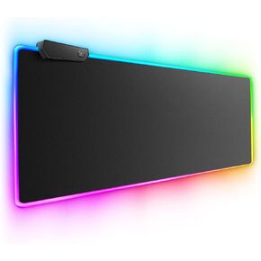 لوحة الماوس للألعاب RGB مع قاعدة لا تنزل من المطاط ، وسادة الماوس الكبيرة ، 31.5x11.8 بوصة 9 وسائط مكتب لوحة مفاتيح الكمبيوتر ، وسادة الماوس LED ، حصيرة المكتب للاعبين العمل الأسود